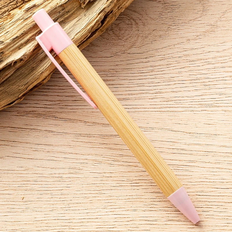 Imagem -06 - Bambu Caneta Esferográfica 50 Pcs para Estudante Escritório Publicidade Natural