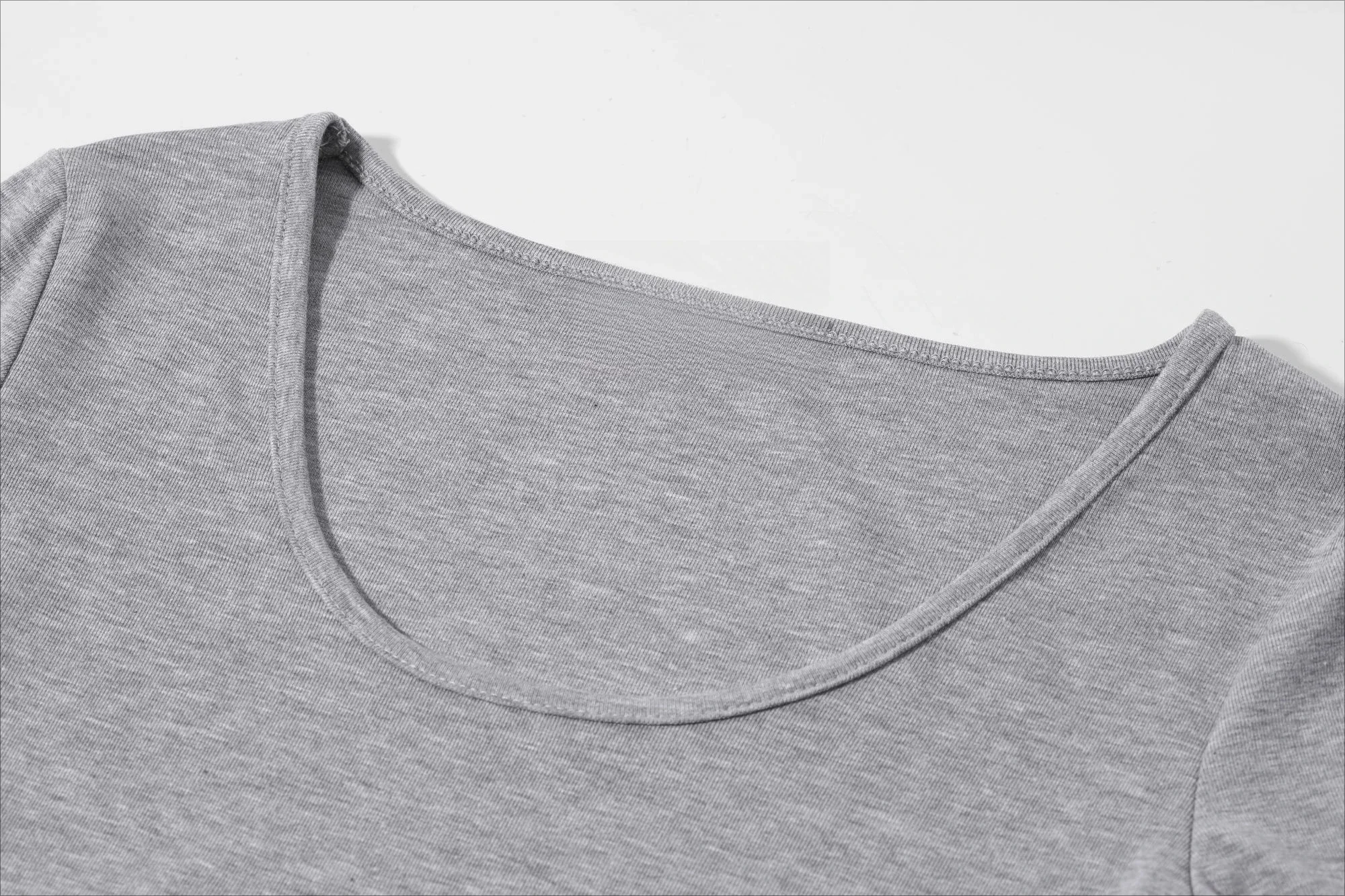 AOSSVIAO 2026 Herbst Neues Damen-T-Shirt Trendiges U-Ausschnitt Dreiviertelärmel-T-Shirt Minimalistisches Weißes Einfarbiges Vielseitiges Lässiges Oberteil – Detail 7