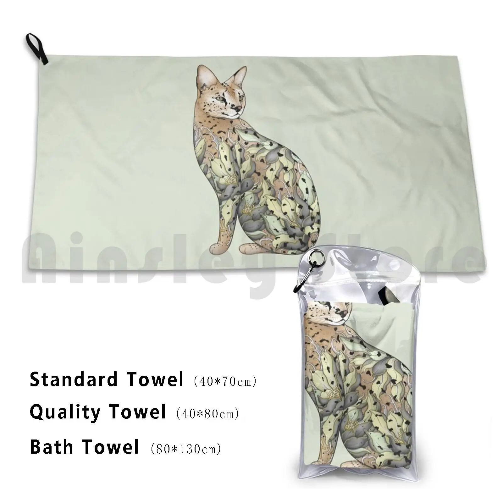 Serviette de bain personnalisée pour chat, tatouage, girafe, Arcane, servante