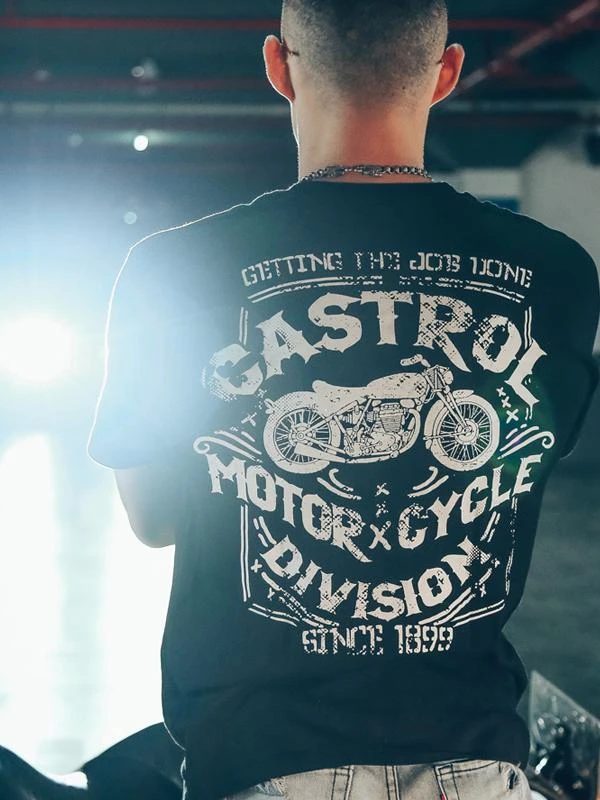 North American Bearded Hell Angel Motorcycle Rider Chaos Son Motorcycle Club's Heavyweight Short-sleeved T-shirt Man