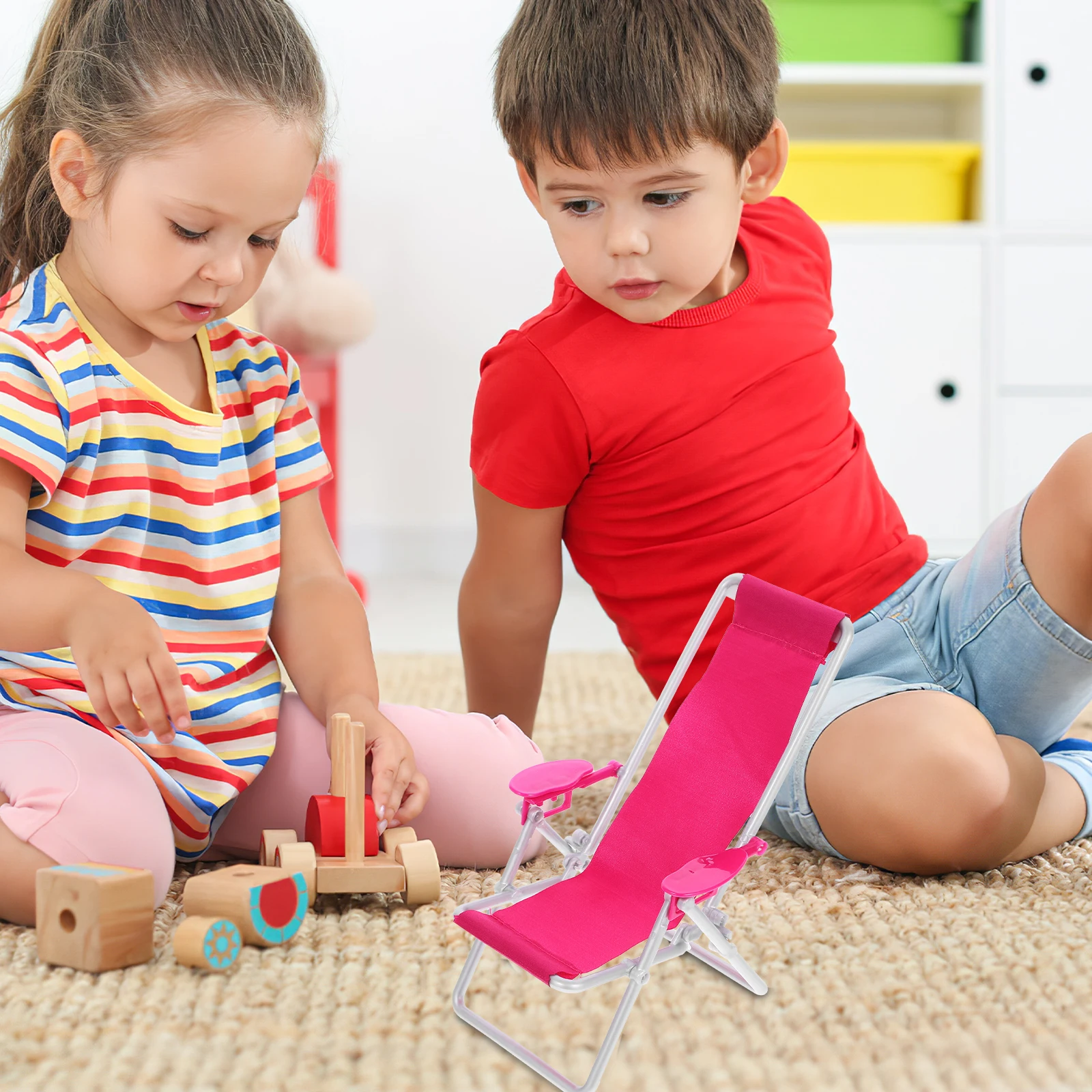 

Princess Simulation Beach Folding Lightweight Mini Deck Chair Toy for nament Sill Bookshelf Decor Craft Model Wood