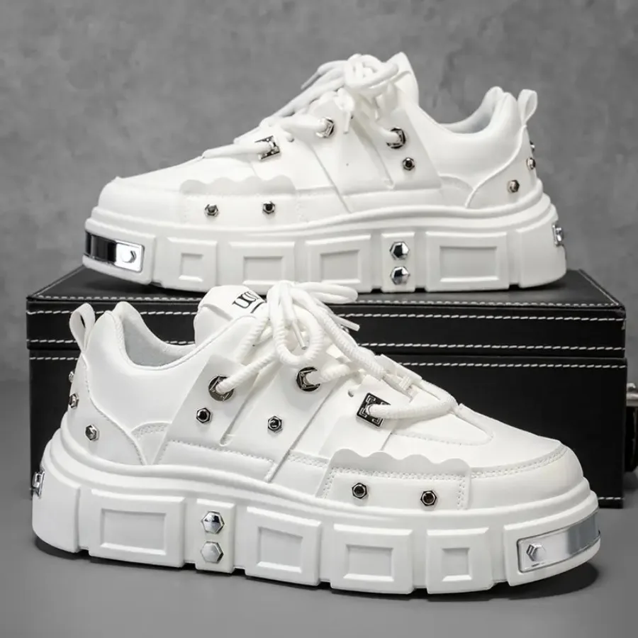 

Men's Large Size Thick-Soled Sneakers/Casual Loafers - Upper and PVC Sole Lace-Up Closure Cushioned Traction for Outdoor Sports