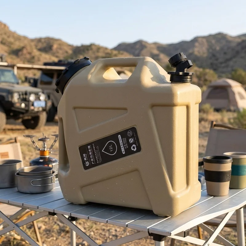 12L Portable Camping Water Container, Large Capacity Water Storage Tank with Tap, Outdoor Hiking Travel Emergency Water Jug