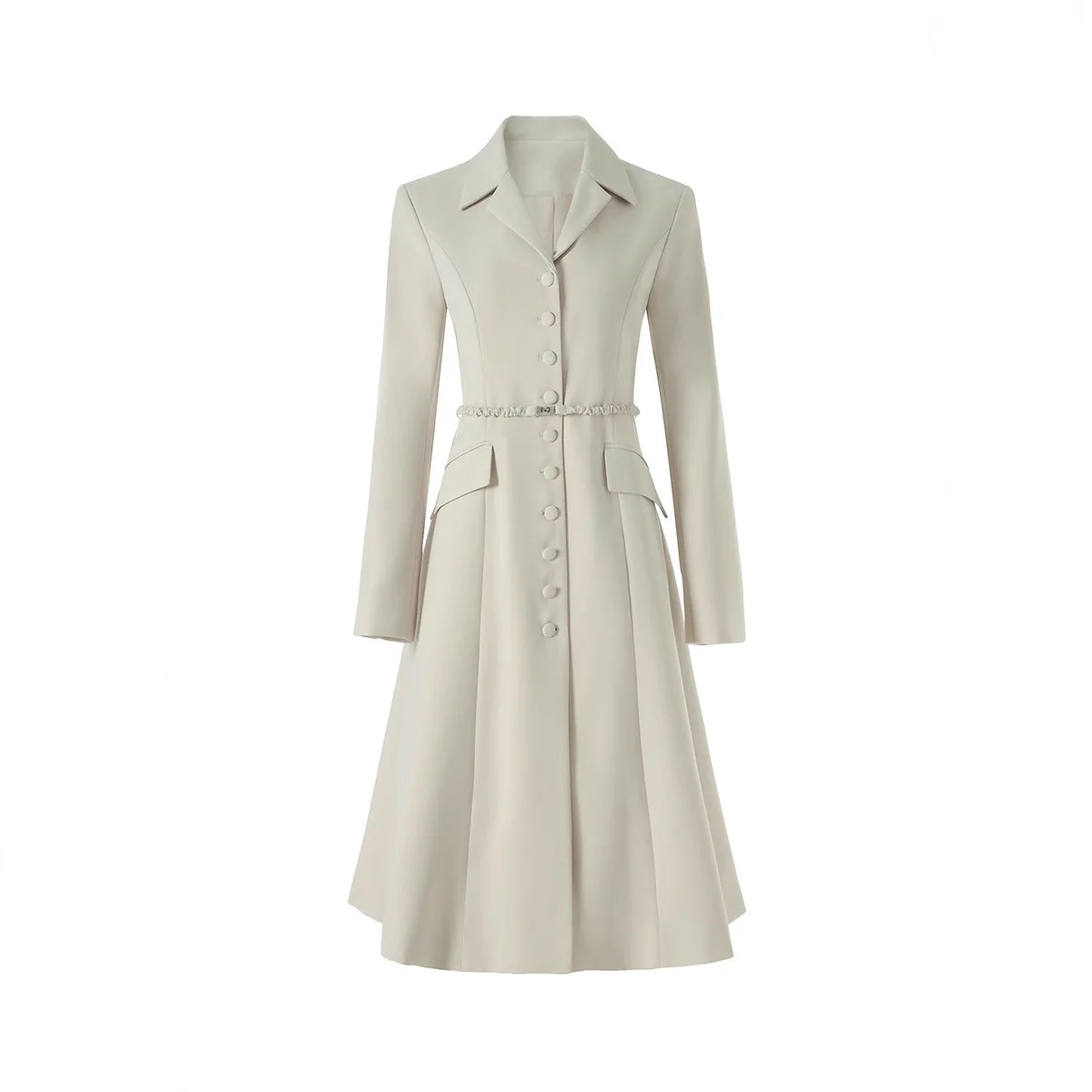High Quality Trench Coat Women Autumn Waist Temperament Medium Long Trench Coat