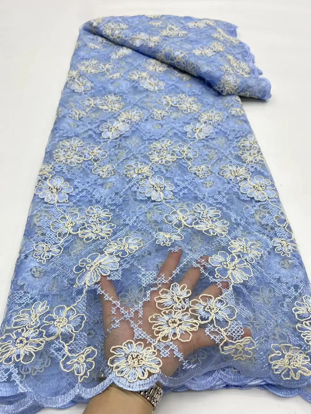 Luxury African Beaded 2025 High Quality Nigerian Sequins With Pearl Lace French Tulle Lace Fabric For Party Dress Sewing