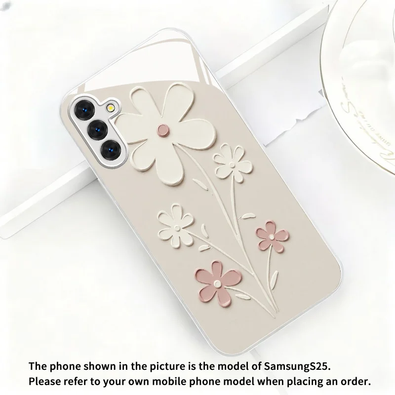 Pink and white tempered glass phone case suitable for Samsung Galaxy S26 S25 S24 S23 S22 S20 FE/Ultra/Plus5Ganti drop back cover