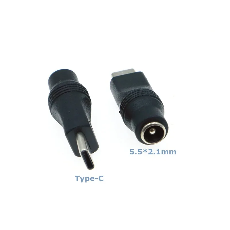 PC Mobile DC Power Adapter Converter Type-C USB Male To 5.5x2.1mm Female Jack Connector