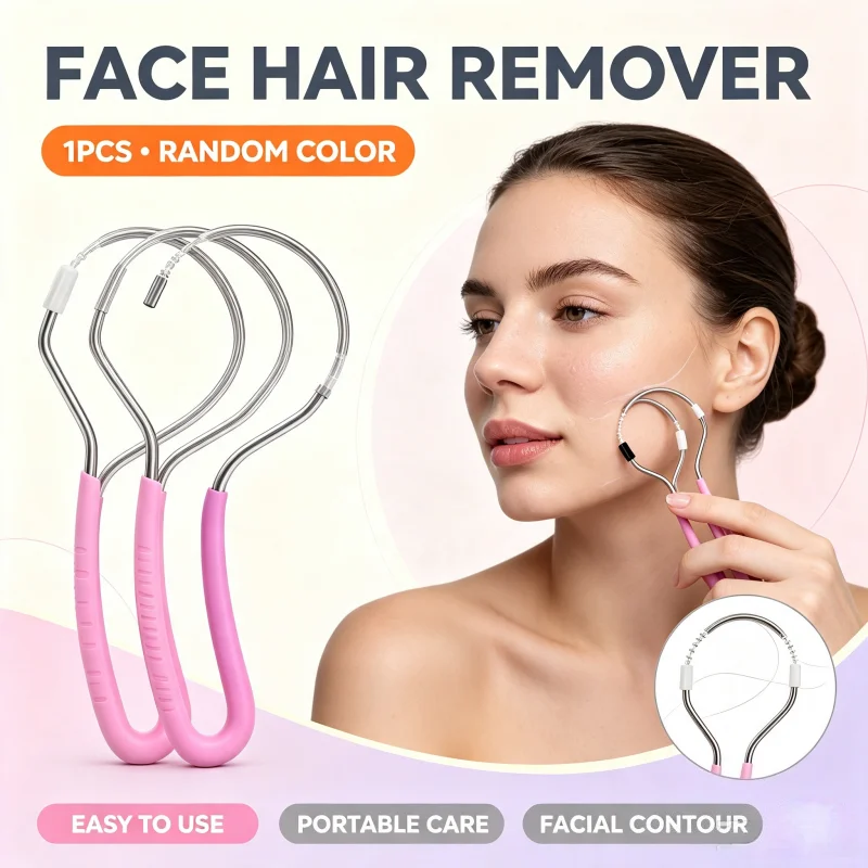Portable Manual Spring Facial Hair Remover Epilator, Effective Peach Fuzz Hair Removal Tool for Upper Lip, Chin, Cheeks & Neck