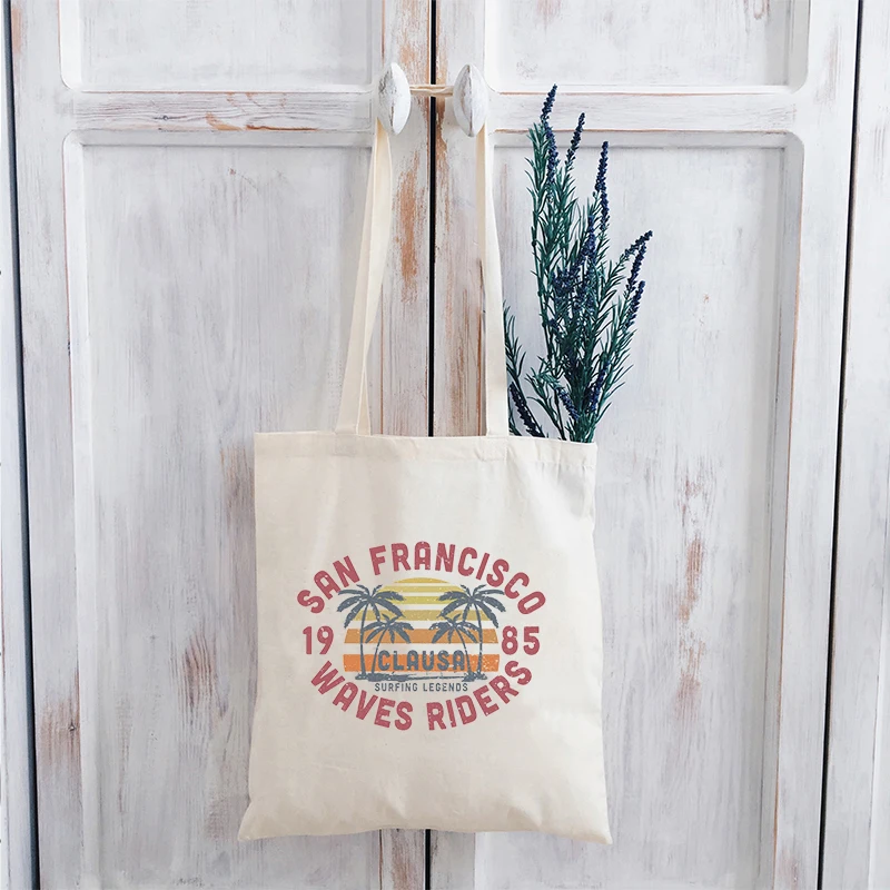 

San Francisco Vacation Bag Beach Vacation Canvas Bag Coconut Trees Canvas Tote Bag Hawaii Shopping Bag Beach Bag L