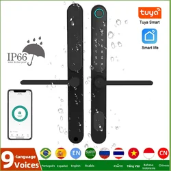 Double-Side Weatherproof Outdoor Keyless Smart Mortise Lock Bluetooth Digital Keypad Aluminum Fingerprint Door Lock with Tuya