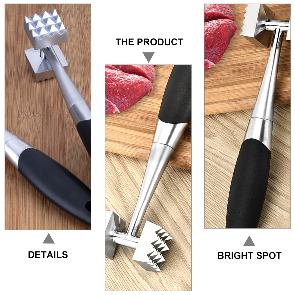 

Zinc Alloy Meat Hammer Tenderizer Double Sided Steak Pounder Mallet Kitchen Tool Food Safe Long H Easy Clean Meat