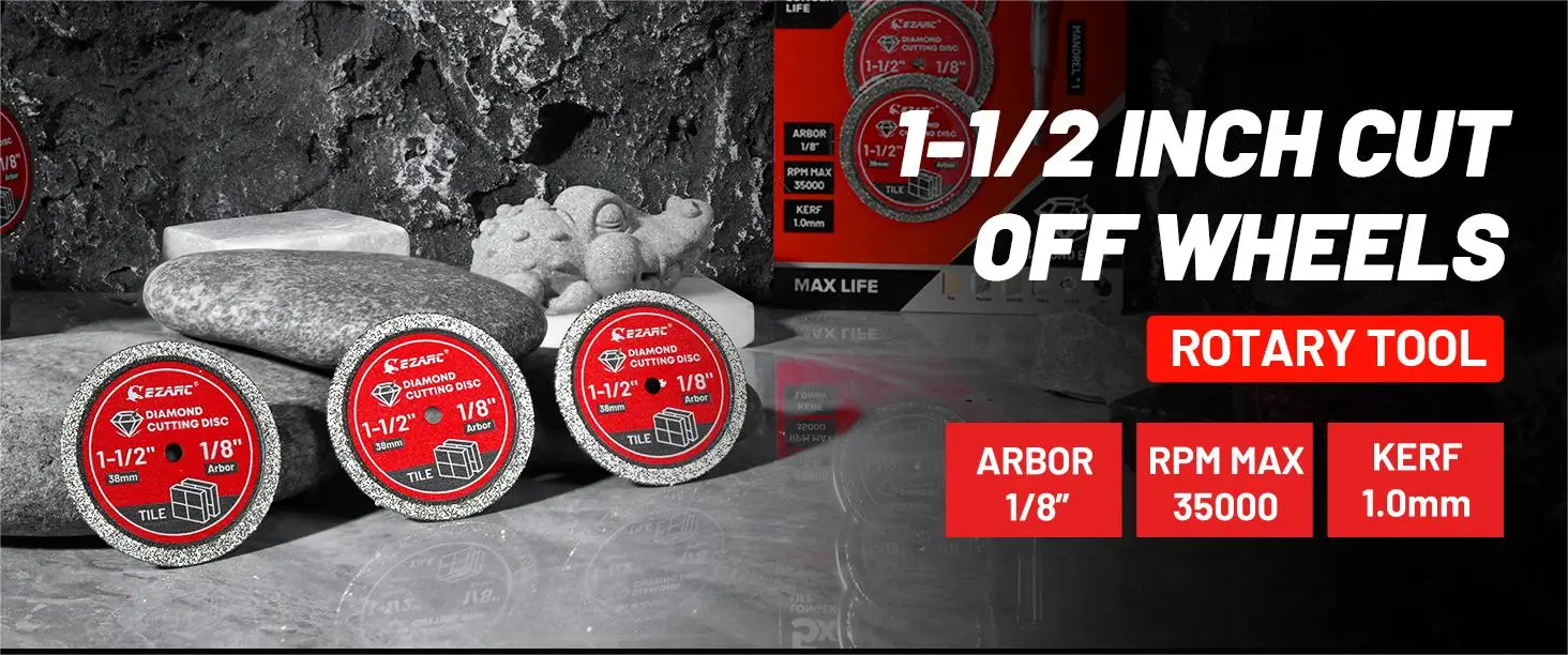 EZARC 38mm (1,5'') Mini-Diamanttrennscheibe 3er-Set mit Dorn, Rotationswerkzeug-Trennscheibe für Fliesen, Marmor, Fugenmörtel, Ziegel, Porzellan – Detail 1