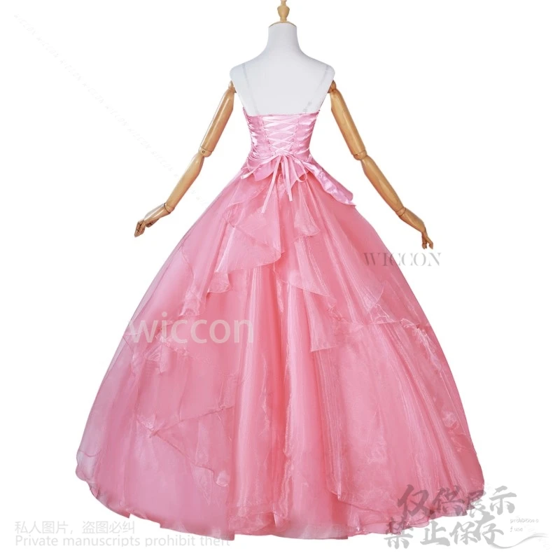 Anime Movie Cosplay Glinda Wicked Costume Pink Evening Long Lolita Dress Wig Halloween Christmas Party Uniform Girls Customized