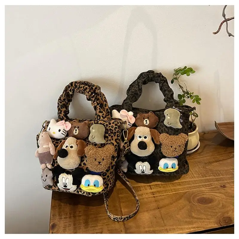 

Аниме мультфильм ролевая игра пилот Громнит Hello Kitty плюшевая кукла леопардовый принт сумка-мессенджер Kawaii большая вместительная сумка на плечо