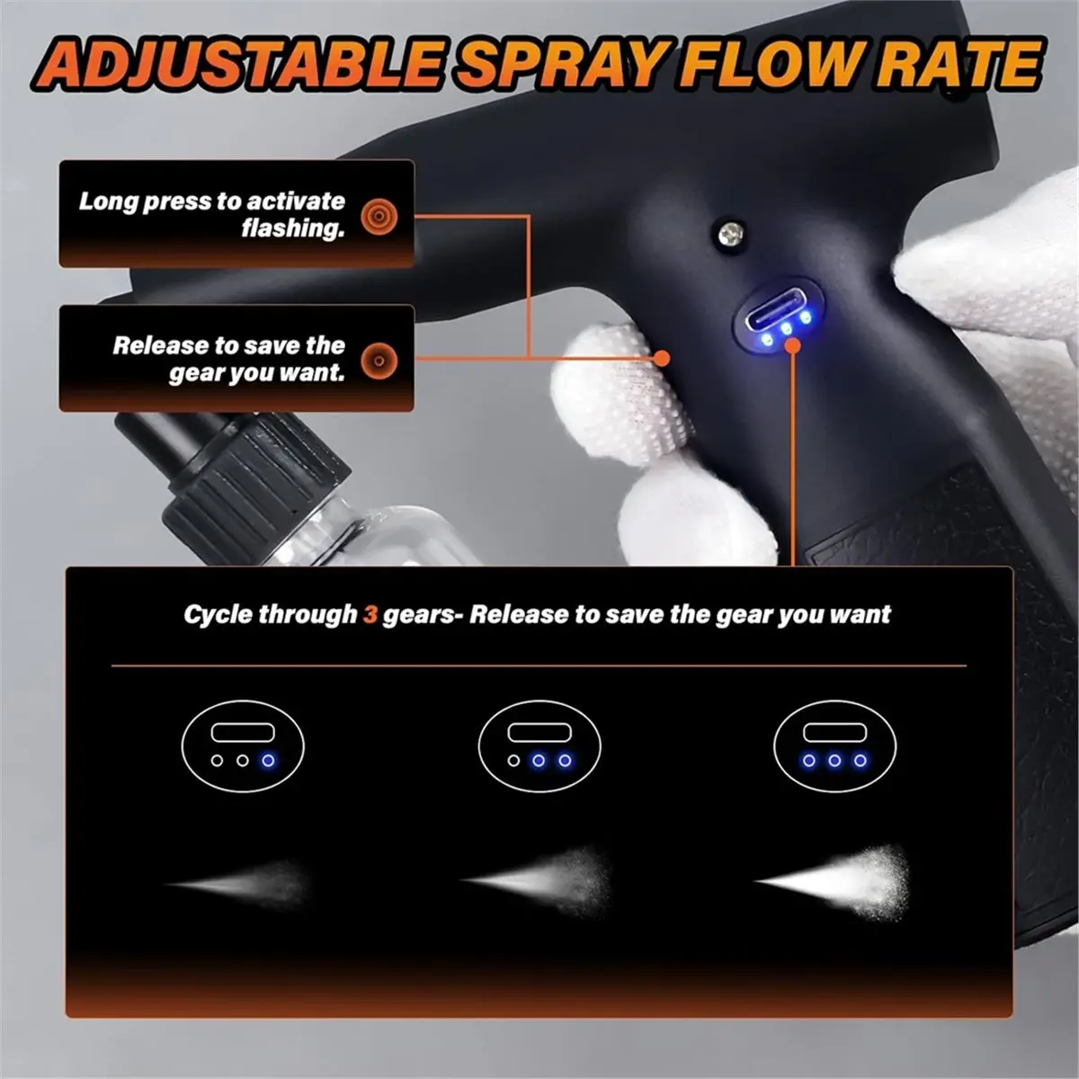 مجموعة بخاخة غير نظيفة، 3 تروس، بخاخة محمولة قابلة لإعادة الشحن، لمشاريع رسم الوشم بنفسك