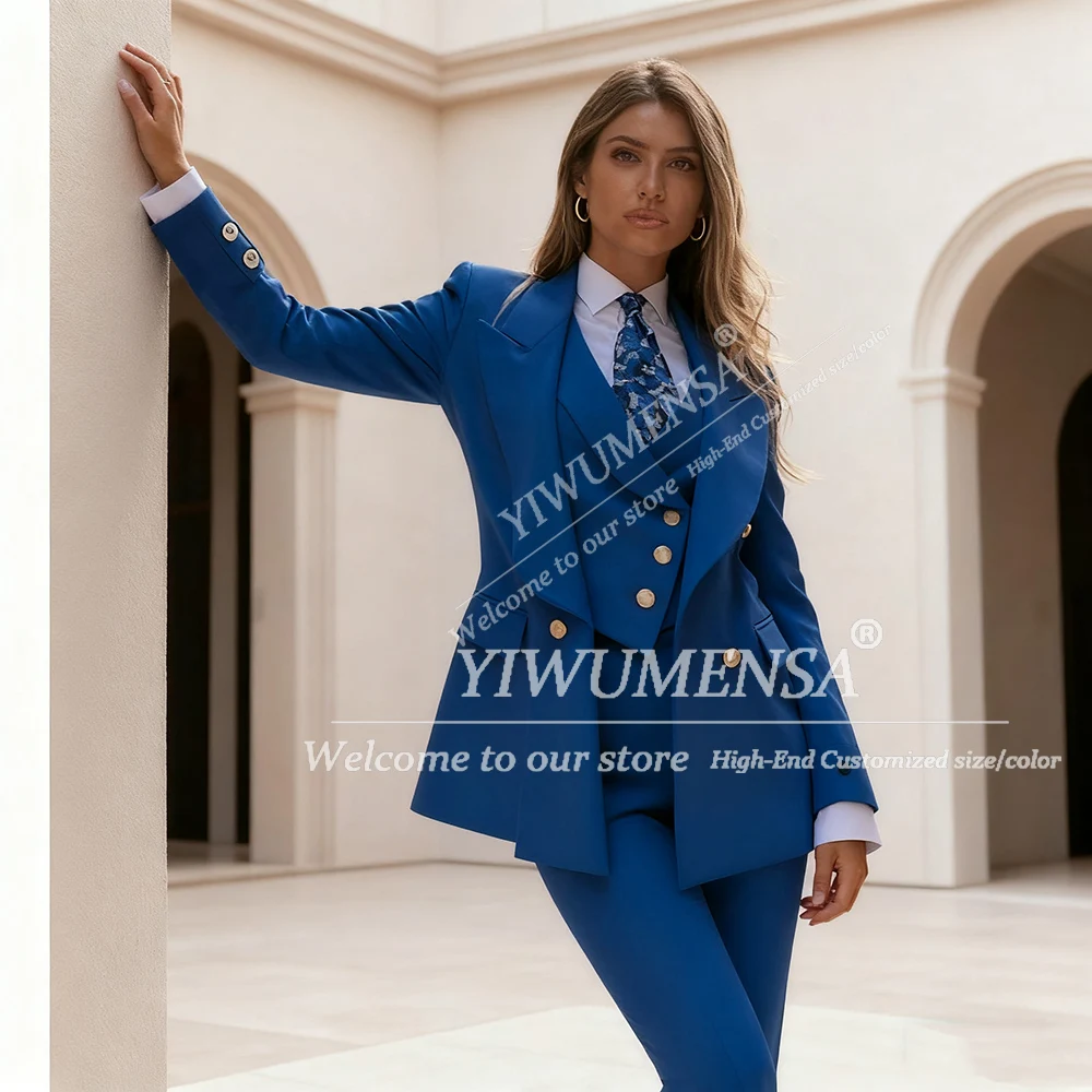 Classic Women Suit 3 Piece Sets Double Breasted Prom Blazers Customized Smart Casuel Lady Office Banquet Tuxedos Female Clothing