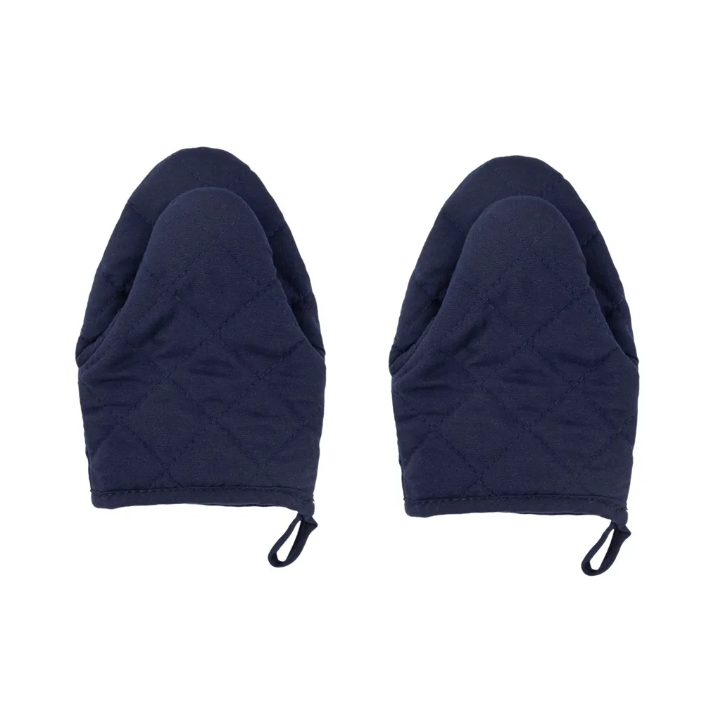 

2PCS Portable Non-Slip Antiscald Oven Mitts Hanging Soft Microwave Gloves Thickened Solid Color Heat-Resistant Gloves Cooking