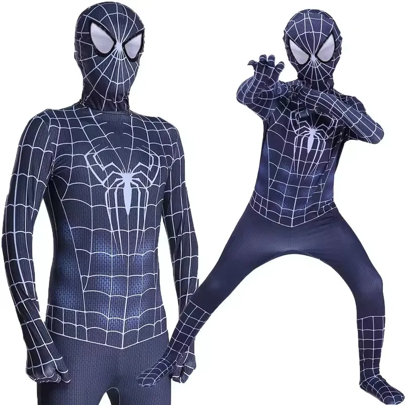 2025 New Black Spider Man Costume Black Spider Man Adult Children Roleplaying Jumpsuit Parent-child Clothing Party Birthday Gift