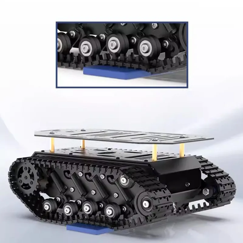 O chassi forte do tanque da absorção de choque com suspensão do motor, todo o jogo do robô do tanque do metal, bobina o motor inteligente do carro, 10kg