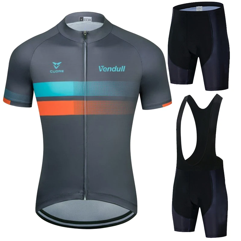 New VENDULL Pro Team Summer Short Sleeve Cycling Jersey Set Men Cycling Clothing MTB Bicycle Outdoor Cycling Suit 19D Gel Pad