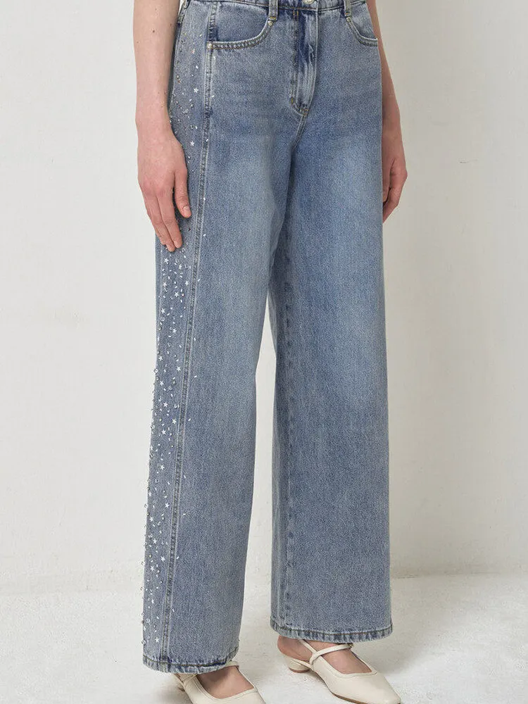 

High Waist Straight Leg Comfortable Loose Versatile Simple Casual High Waist Slimming Summer New Style Korean Version Jeans