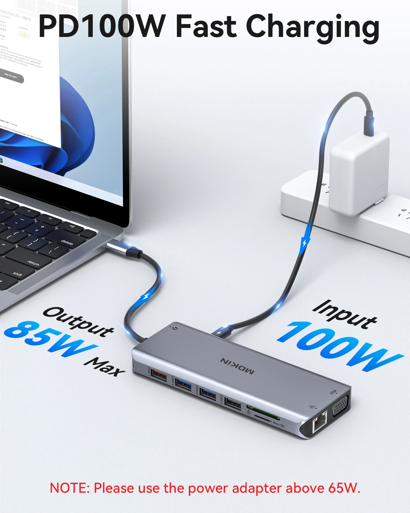 Imagem -04 - Mokn-hdmi Docking Station tipo c Hub Dock 10gbps Usb c Hub4k @ 60hz Macbook Air m1 m2 Usb 3.1 pd Ethernet sd Cartão tf