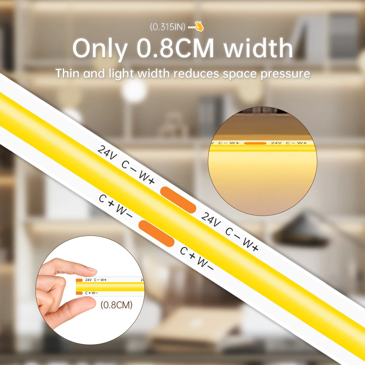 APP Bluetooth Control CCT COB LED Strip DC 24V 2700K-6500K TV BackLight Kitchen Room Decoration Led Tape Diode Flexible Ribbon