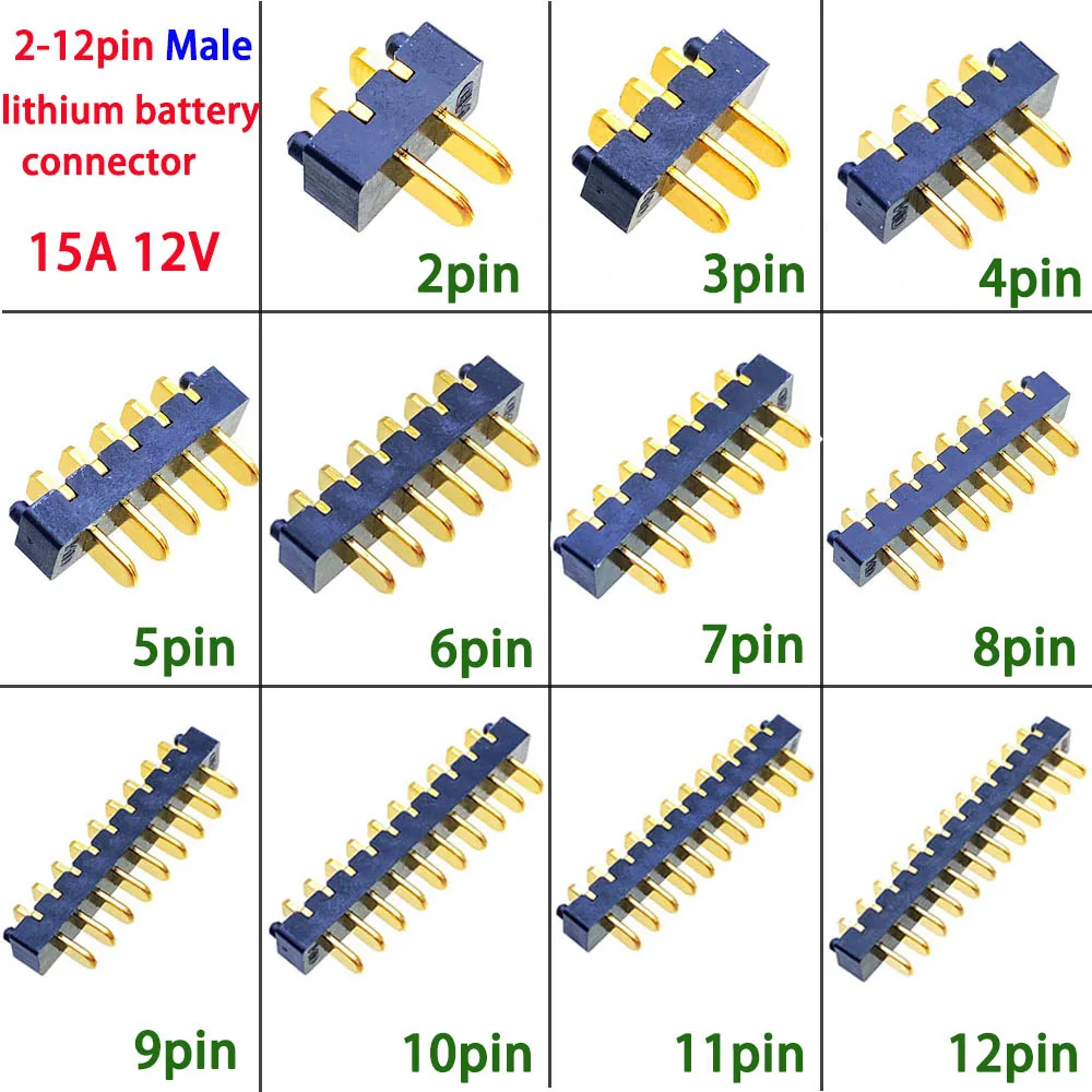 5pcs 15A 12V Blade Battery Connector High Current Pitch 3.0mm Male Plug Socket Laptop Medical Smart Electrical 2-12 Pin