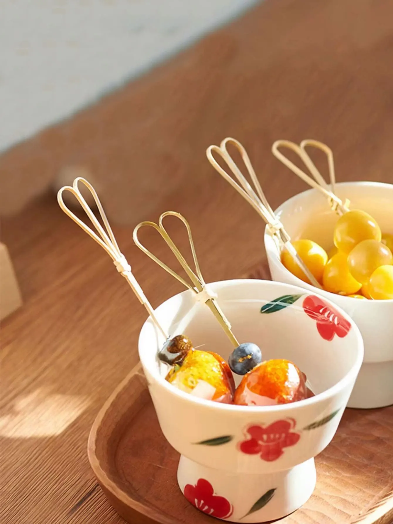 Fruit Skewers, Scissors Skewers, Fruit Forks, Candied Hawthorn Skewers, Sandwich Decoration Small Bamboo Skewers, Toothpicks, Disposable Skewers 100Pcs