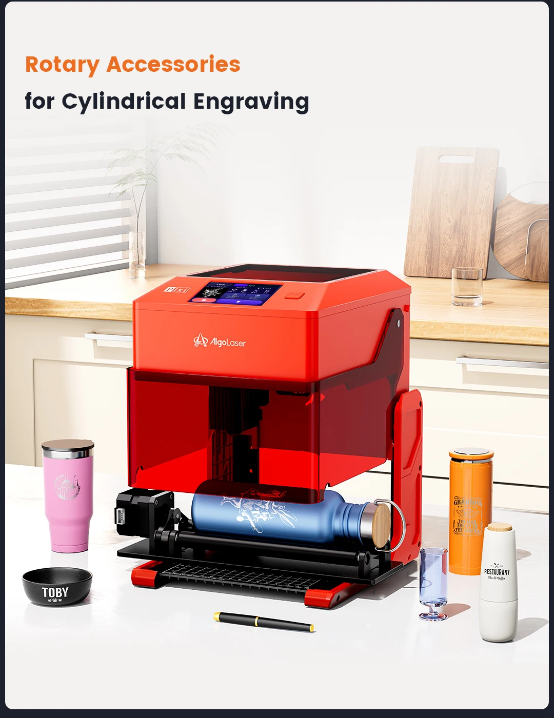 Algolaser Pixi Laser Engraver Machine With Touchscreen Auto Adjust Power/Speed Portable For DIY Gift Making For Metal Glass Plas