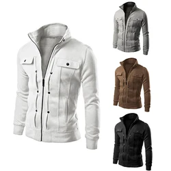 New Men Casual Jackets Standing Collar Zipper Sweatshirt Spring Autumn Cardigan Jacket Men Sweaters Coats Outdoor Travel Clothes