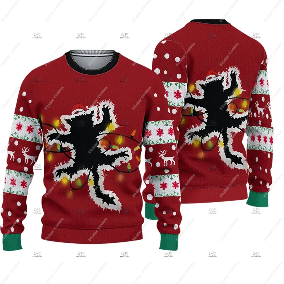 Christmas Santa Claus Cosplay Jesus Cat Pet Outfit Vintage Ugly Sweater 3DPrint Harajuku Pullover Casual Funny Long Sleeves Q14