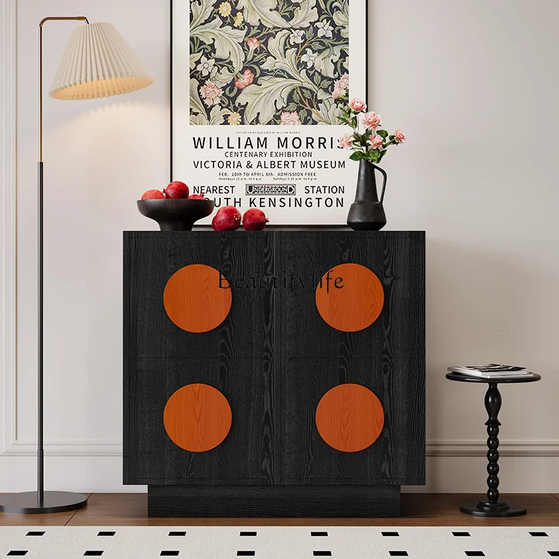 

Black Small Apartment Sideboard Cabinet Simple Nordic Retro Porch Restaurant Locker