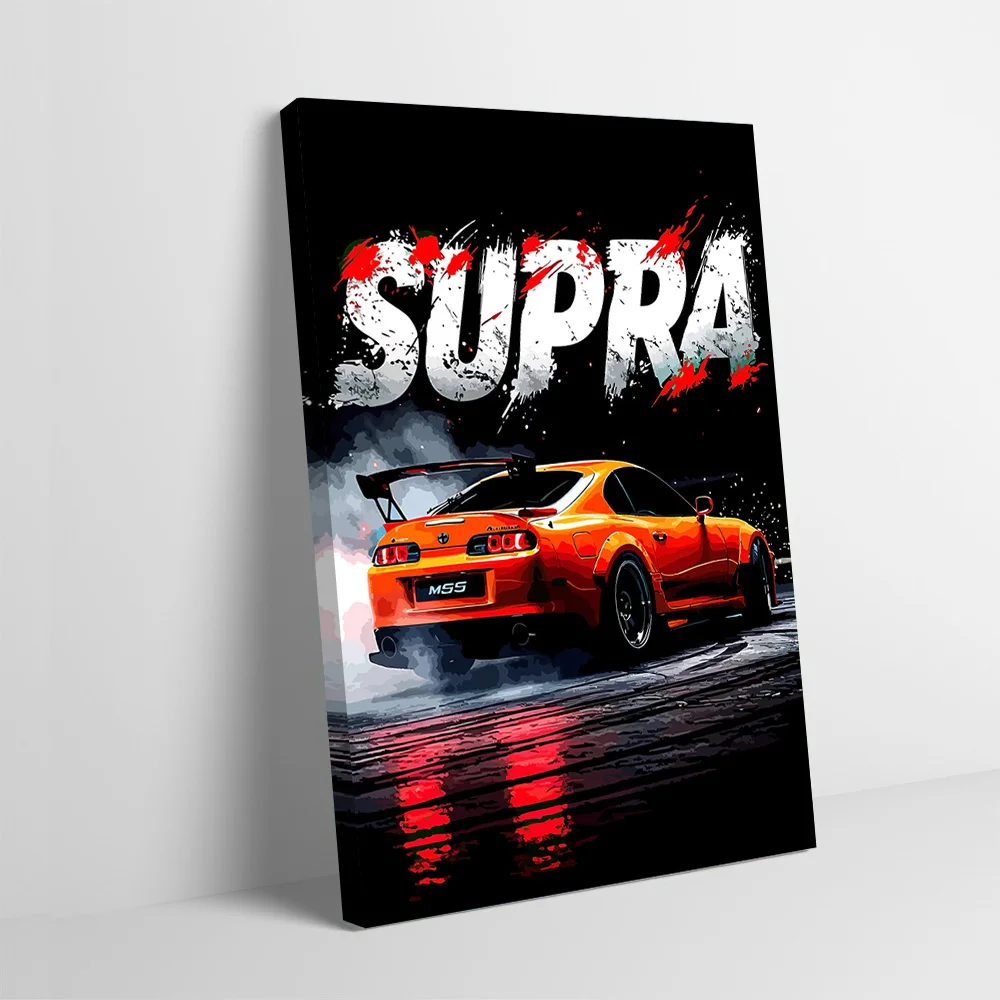 Orange Sports Car Art Printing Poster Custom Pictures Wall Art Canvas Painting Gift for Wand Deko Room Decorating Interior Mural