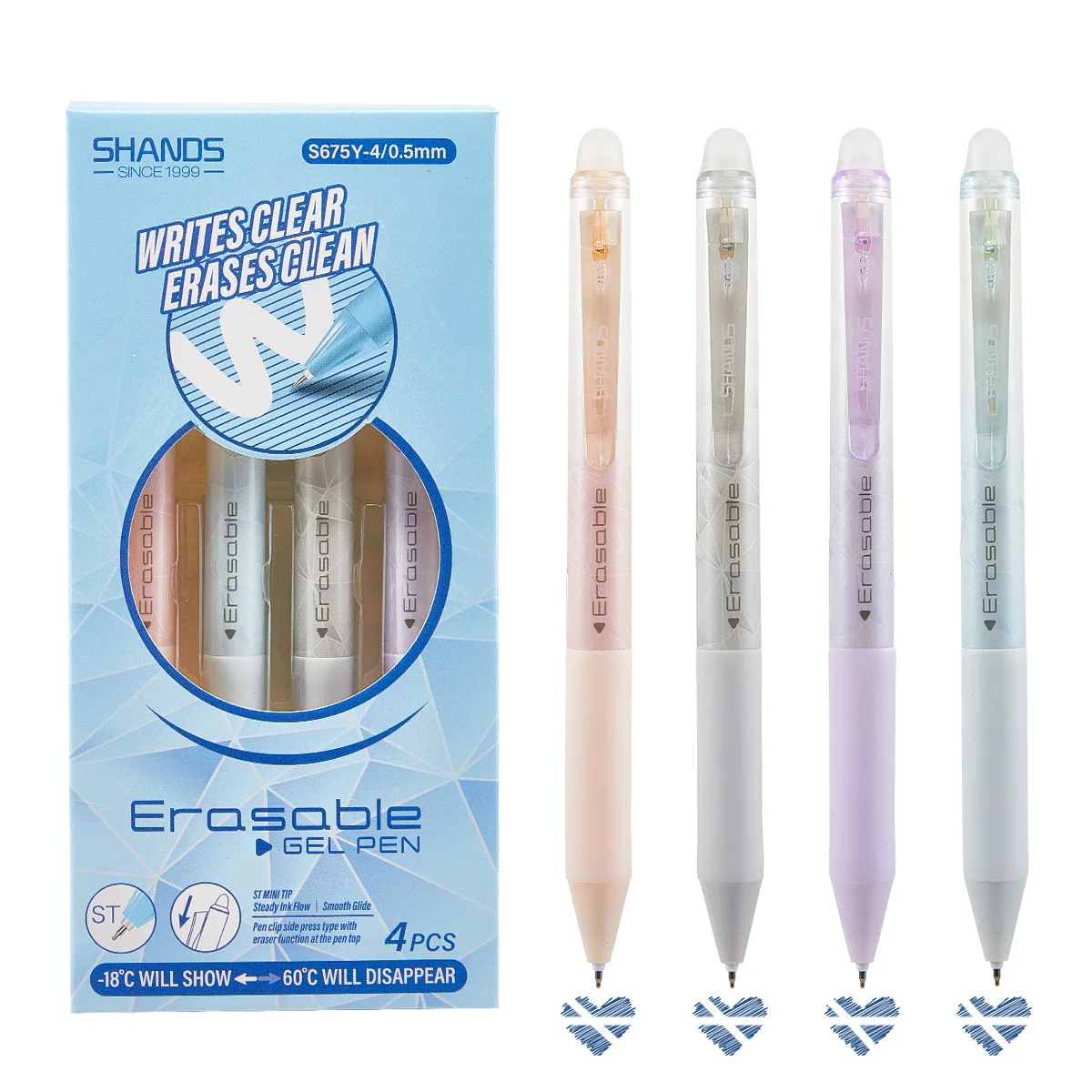 6pcs 0.5mm Blue/Black Ink Erasable Gel Pen Refill Set School Office Stationery Student Writing Test Supplies
