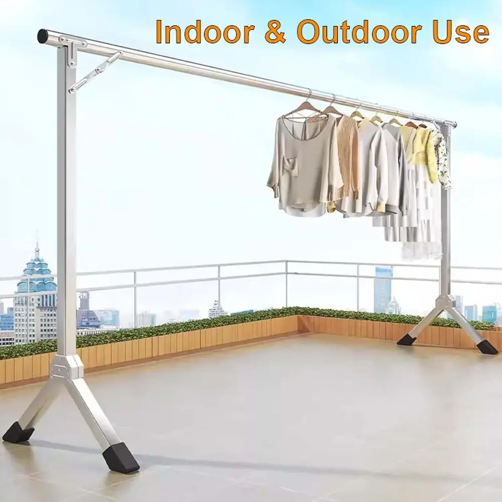 Indoor Stainless Steel Clothes Drying Rack with 20 Windproof Hooks - Space-Saving Heavy Duty Design