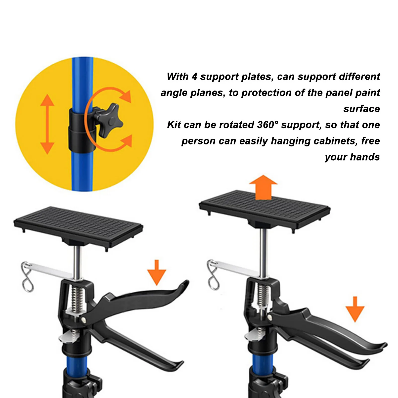 Cabinet Support Pole Robust Easily Adjusting Anti Slip Hanging Cabinet Support Rod Extendable with 4 Plate for Ceiling