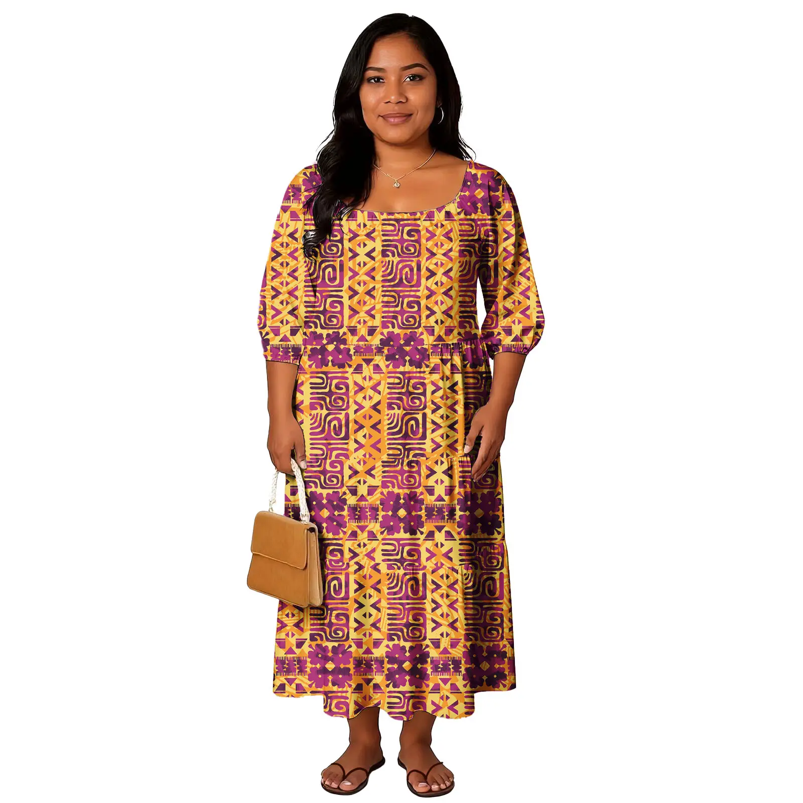 فستان نسائي مطبوع حسب الطلب للحفلات المسائية Puletasi ملابس قبلية بولينيزية فساتين ساموا فيجيان لجزر المحيط الهادئ #4