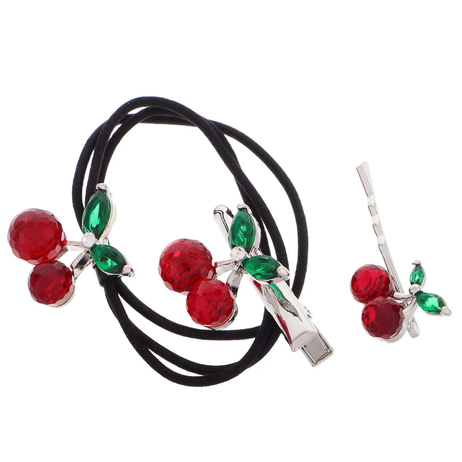 

Cherry Hair Clamp Head Rope Ties Bridal Accessories Crystal Shape Barrettes Girl Child