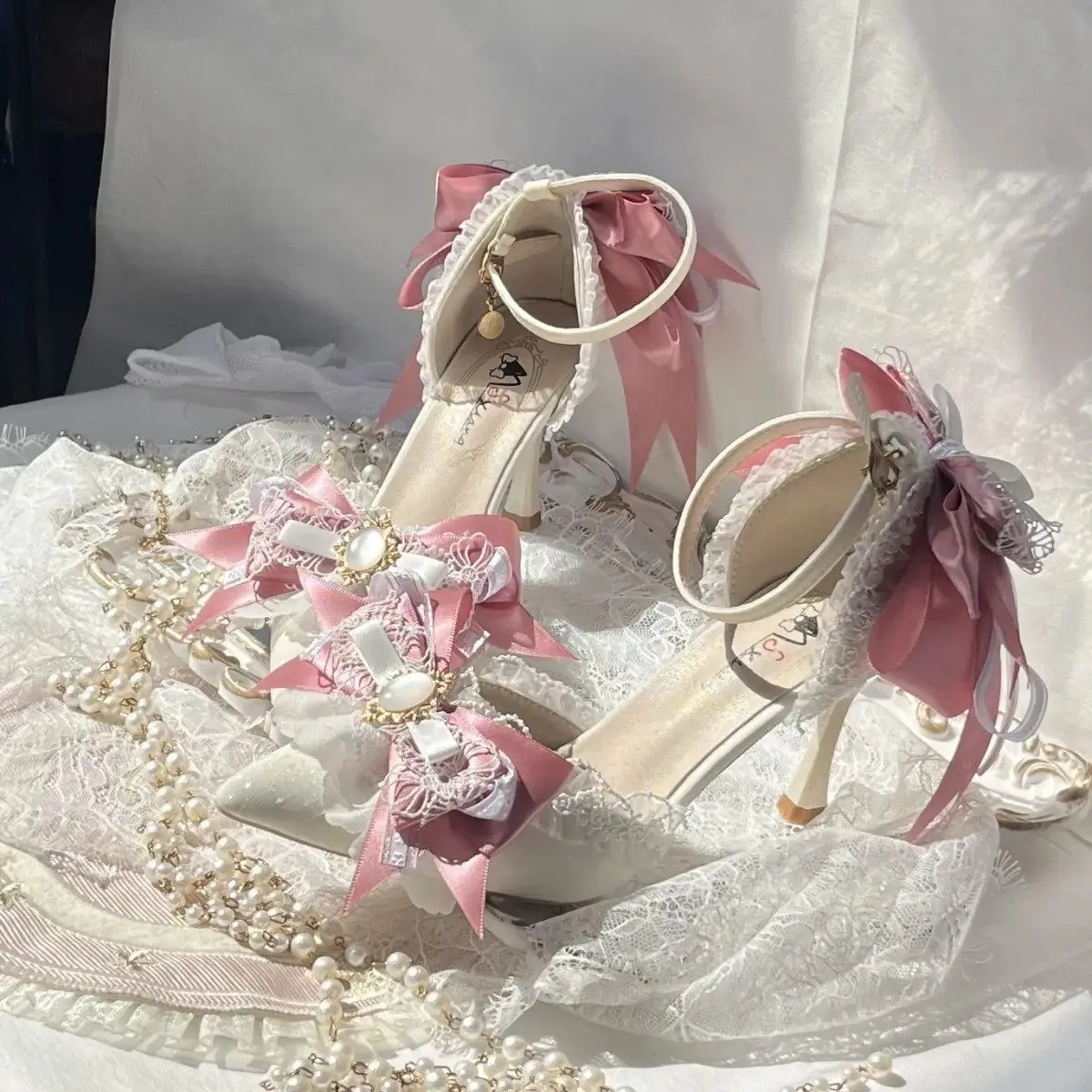 

Original Lolita Shoes Japanese Pink Lolita Shoes Handmade Customization Lo Shoes Pointed Stiletto High Heels