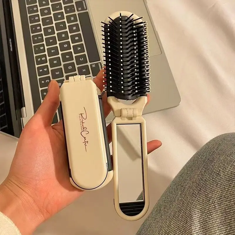 1PC Portable Foldable Air Cushion Comb Mirror Integrated Head Massage Comb Special For Women Travel Hair Comb