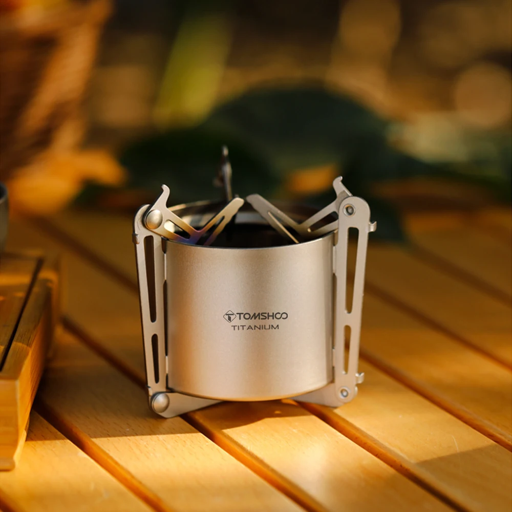 Titanium Alcohol Stove with Lid Foldable Legs and Pot Supports for Camping Hiking Backpacking Outdoor Cooking Stove