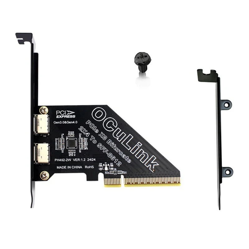 Pcie4.0 X8 To 2Port SFF8611&8612 Oculink Expansion Card To SFF-8639 U.2 SSD For External Graphics Card For Win/Linux