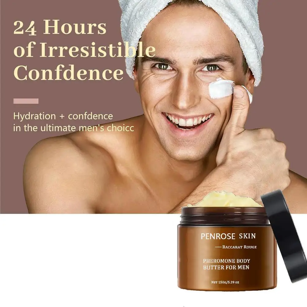 Men's Pheromone Fragrance Body Lotion 150g Long Lasting Moisturizing Shea Butter Non-Greasy Alcohol Free for Dry Sensitive Skin