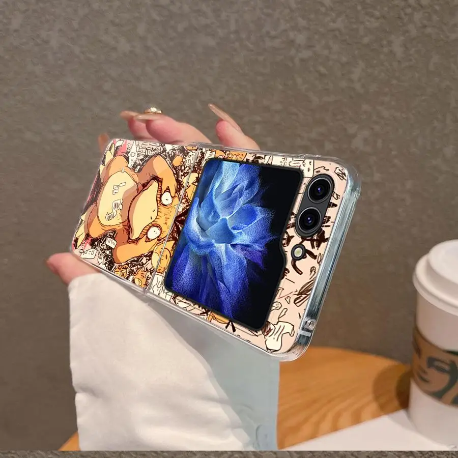Anime p-pokemon caso para samsung galaxy zflip5 z flip 7 6 5 4 3 zflip4 zflip6 zflip3 zflip7 capa dura do telefone