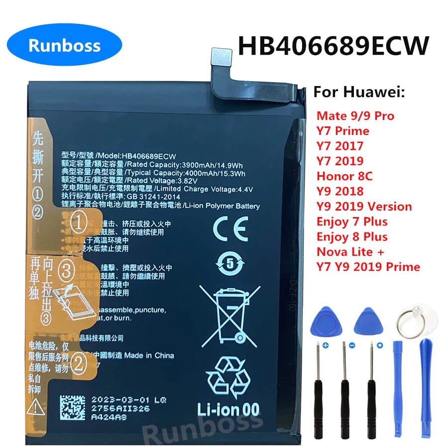 Original HB406689ECW Battery for Huawei Honor 8C Mate 9 Pro Nova Lite+ Y7 Y9 2018 2019 Prime Enjoy 7 8 Plus TRT LX1 LX3 MT9-UL00