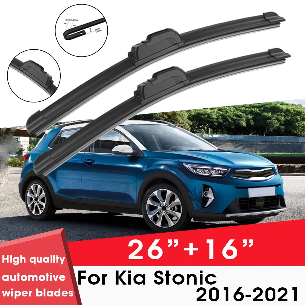 

Car Wiper Blade Blades For Kia Stonic 2016-2021 26"+16" Windshield Windscreen Clean Naturl Rubber Cars Wipers Accessories