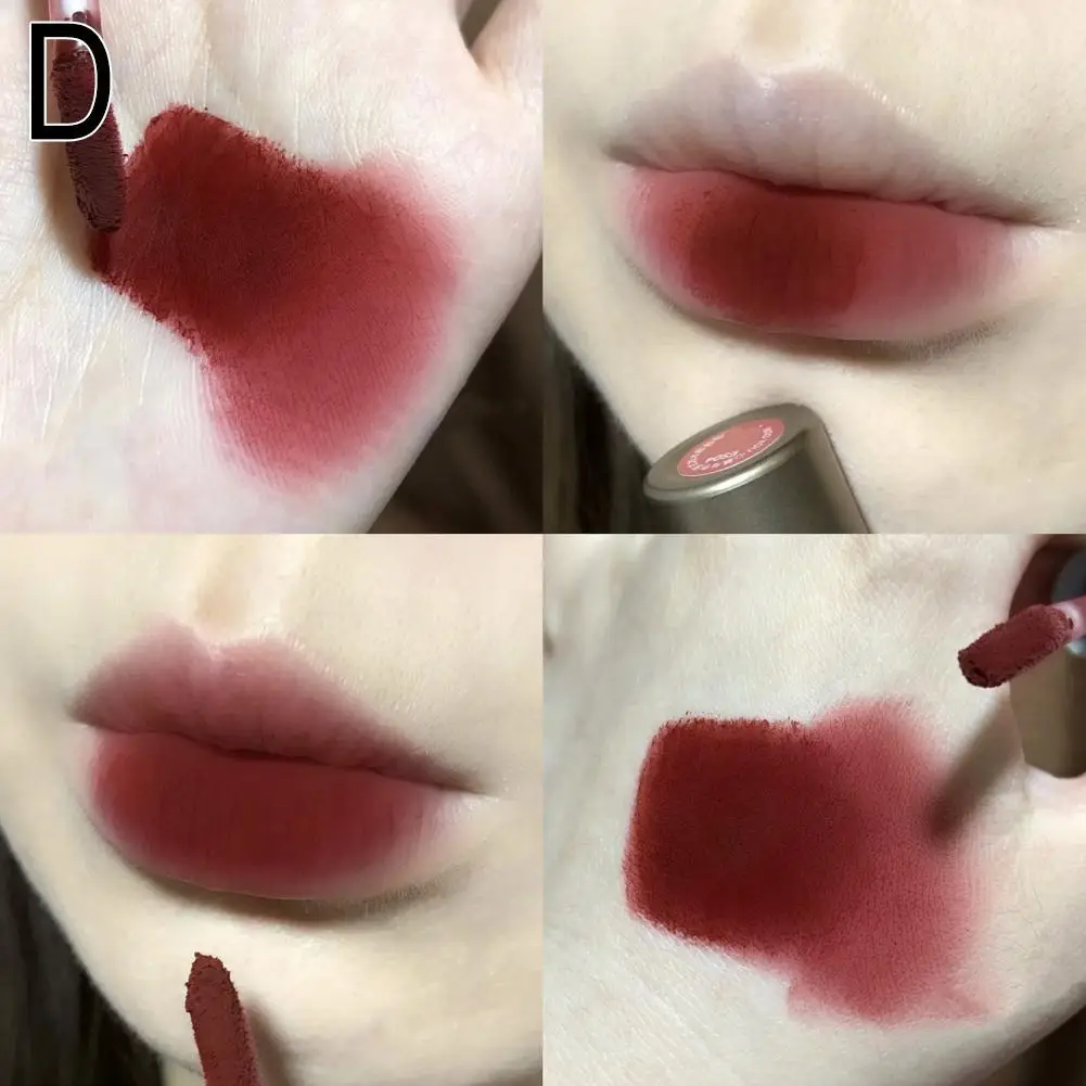 Tubo Lip Glaze Smoothing Batom, Nude Red Matte, Brilho Labial Sólido, Creme de Bálsamo Labial, Design Criativo Cosmético, 6 cores