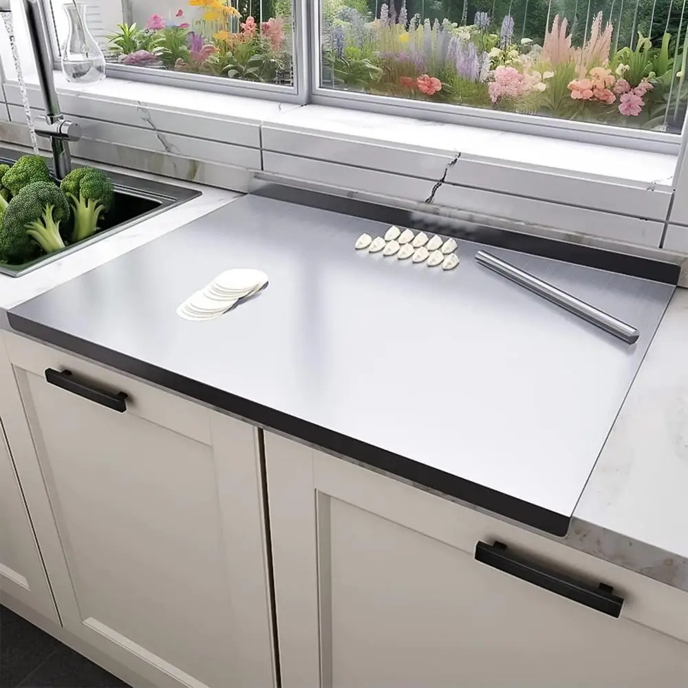 304 Stainless Steel Cutting Board, Multi-use for Dough Kneading, Chopping, Fruit Cutting, Antibacterial Kitchen Surface