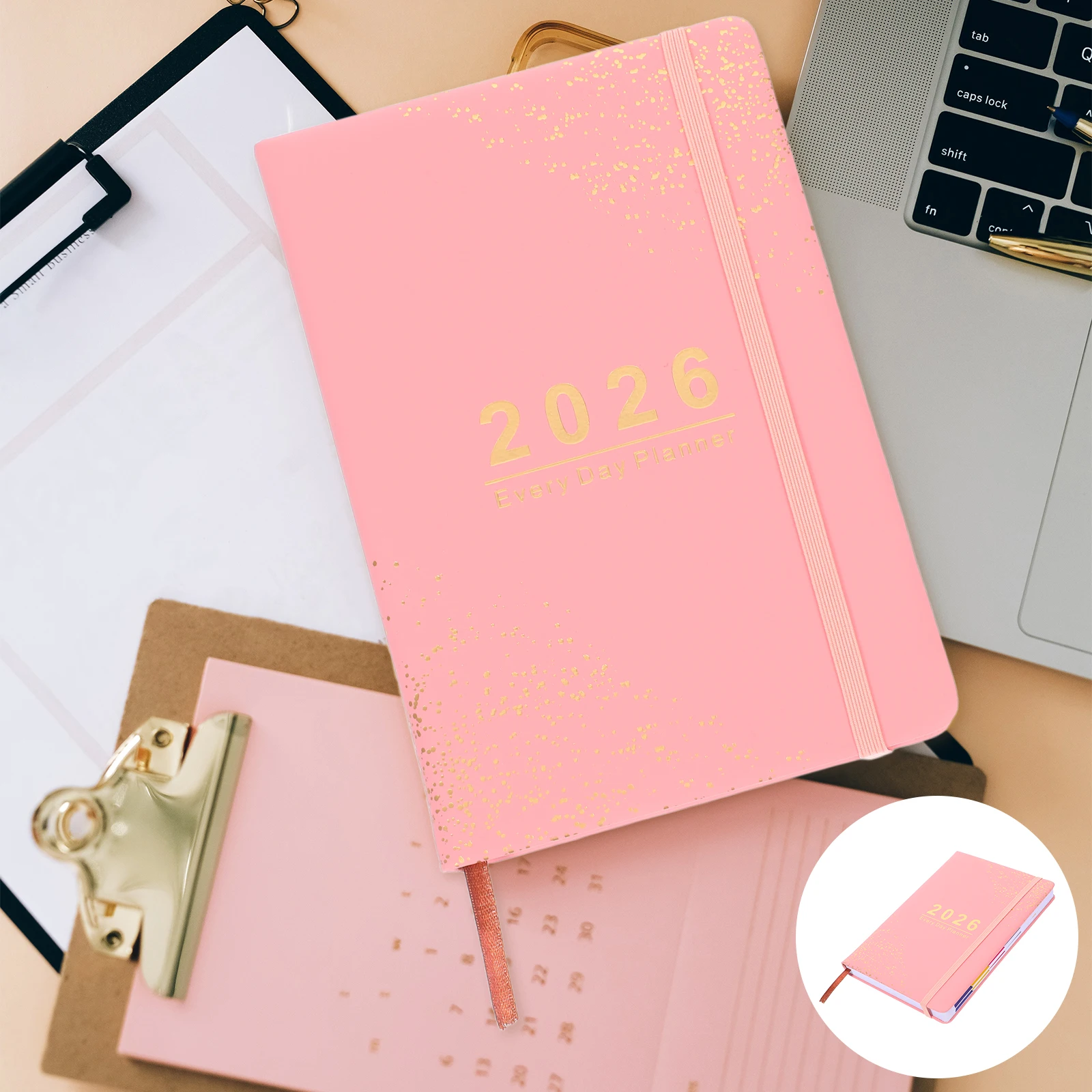 

2026 Daily Planner Notebook Hardcover Task Schedule Organizer For Work School Business Smooth Writing English Layout
